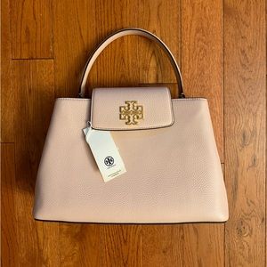 Tory Burch Britten Satchel Pebbled Pink Leather
